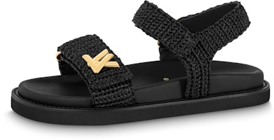 (Women) Louis Vuitton Magic Tape 'Raffia Straw Fashion Sandal Black' 1ABHG1 (Women) Louis Vuitton Magic Tape 'Raffia Straw Fashion Sandal Black' 1ABHG1
