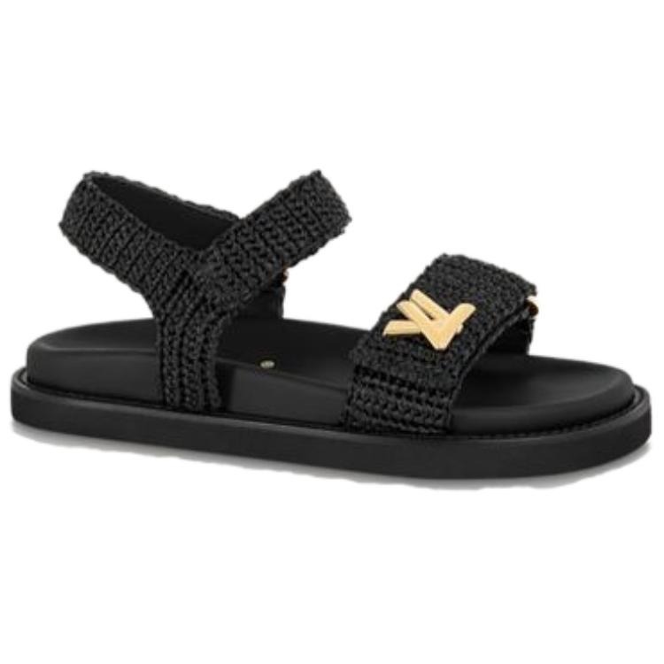 Order (W) Louis Vuitton Magic Tape 'Sandal Fashion Hitam Serat Raffia' 1ABHG1