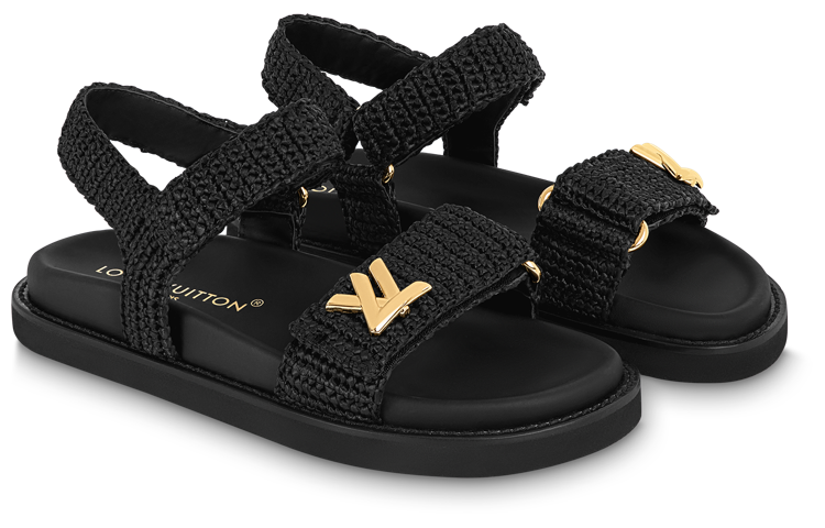 Lookbook (W) Louis Vuitton Magic Tape 'Sandal Fashion Hitam Serat Raffia' 1ABHG1