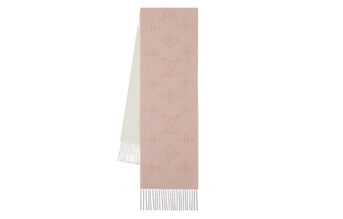 (Women) LOUIS VUITTON Mahina Monogram Tassel Fringe Scarf Pink for Women. M79394