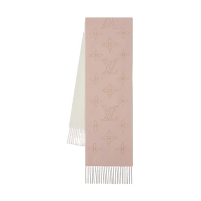 (Women) LOUIS VUITTON Mahina Monogram Tassel Fringe Scarf Pink for Women. M79394