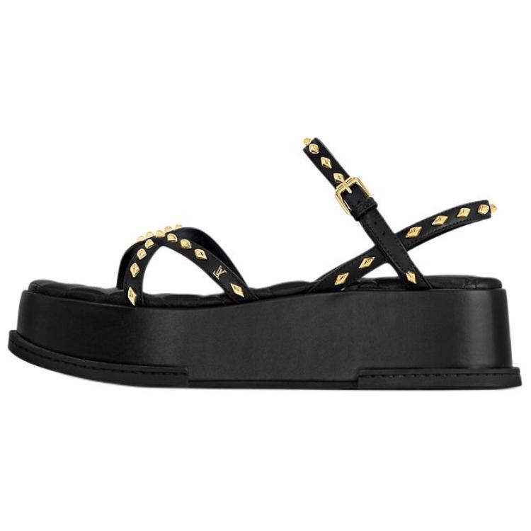 (Women) Louis Vuitton Maya Flatform 'Black Calfskin Peep Toe' 1ACY33