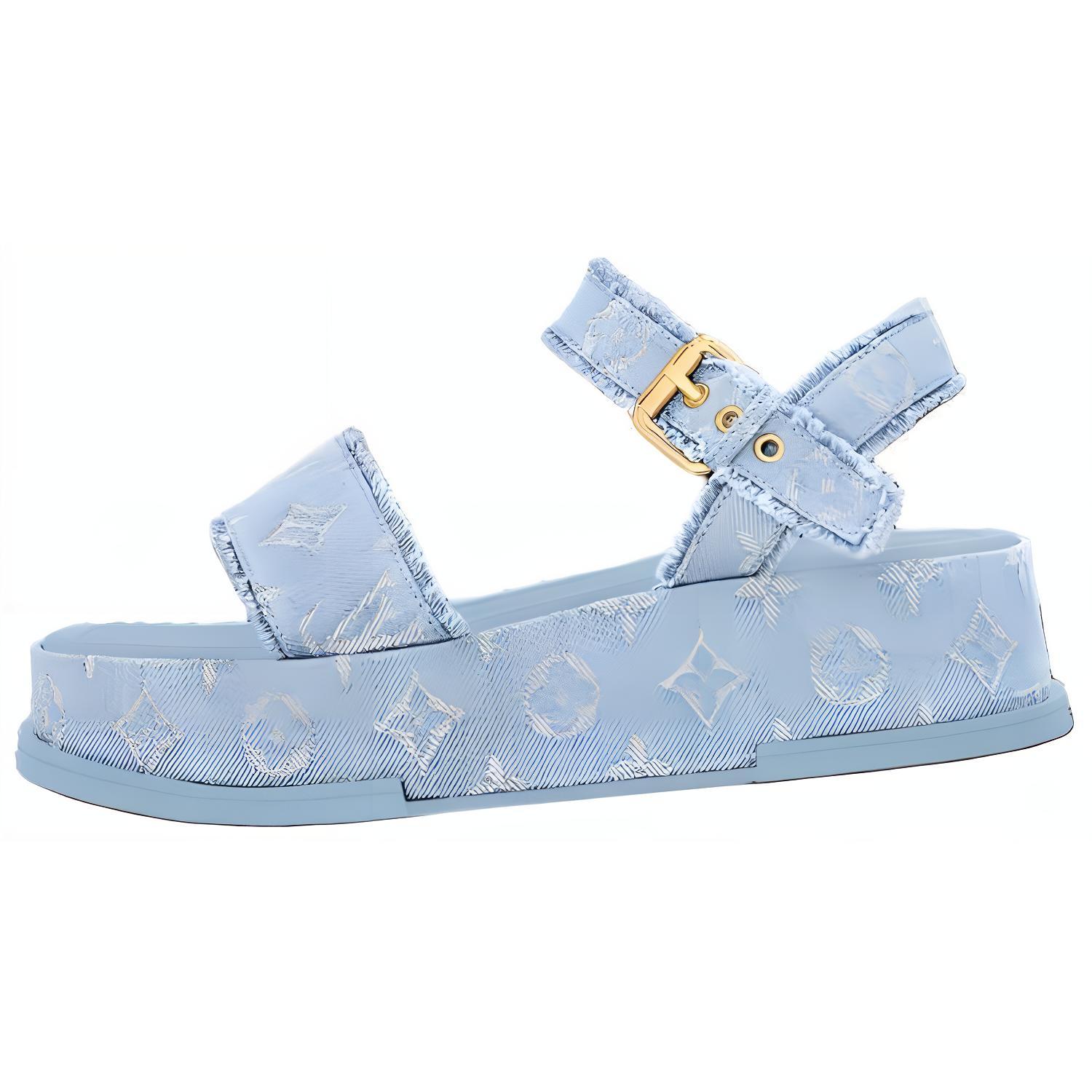 (Women) Louis Vuitton Maya Flatform 'Blue Denim Buckle' 1ACYBZ