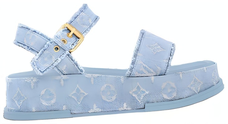 (W) Louis Vuitton Maya Flatform 'Buckle Denim Biru' 1ACYBZ Lookbook (W) Louis Vuitton Maya Flatform 'Buckle Denim Biru' 1ACYBZ