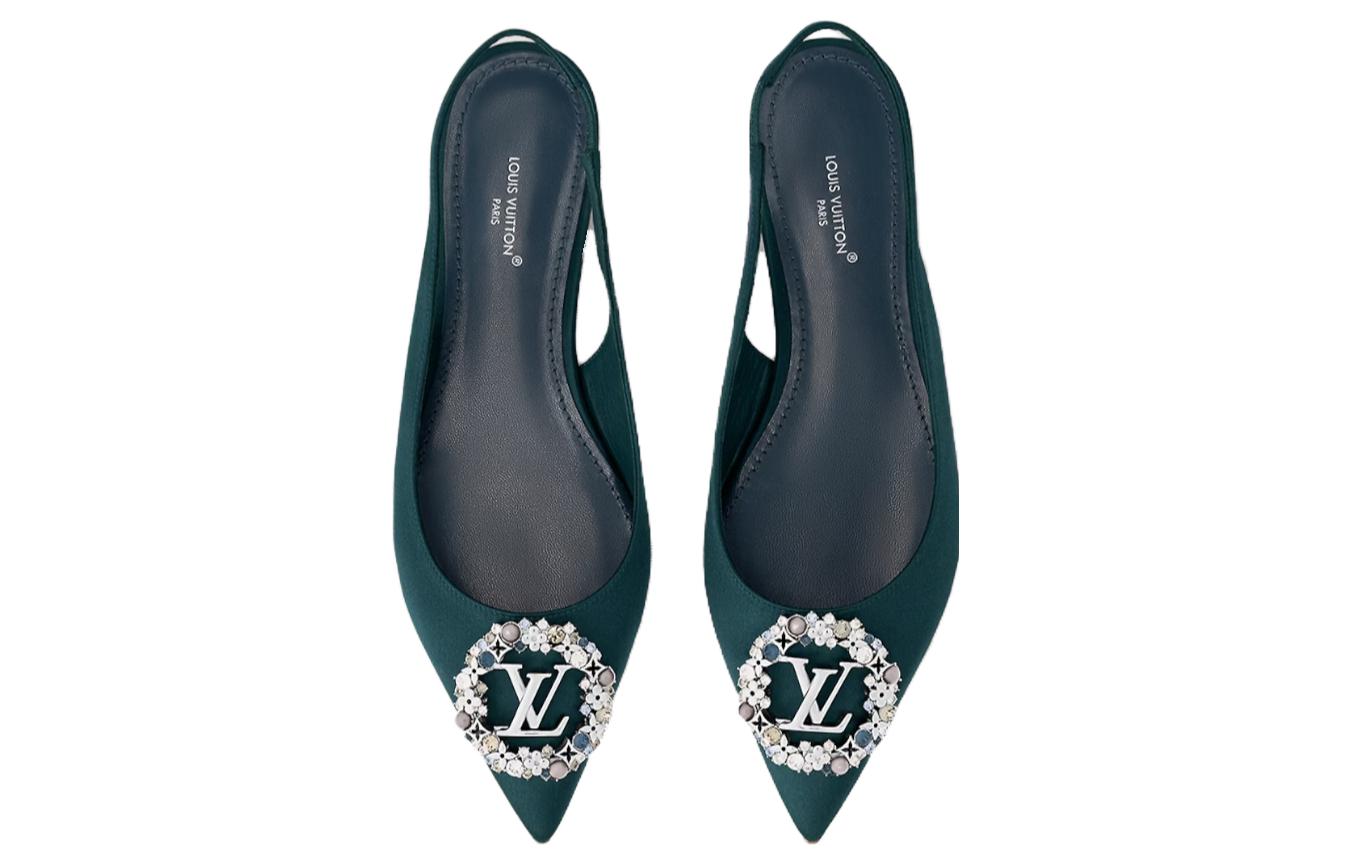 Shop (W) Louis Vuitton Met Kasut Slip-On Hujung Runcing 'Hijau' 1AC7IV