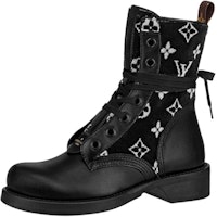 (Women) Louis Vuitton Metropolis Flat Ranger Boots 'Black with White Monogram' 1A95Z4 (Women) Louis Vuitton Metropolis Flat Ranger Boots 'Black with White Monogram' 1A95Z4