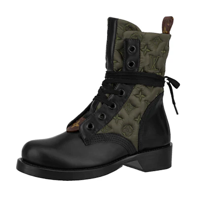 (W) LV Metropolis Flat Ranger Shoes 'Olive Green Monogram with Black'