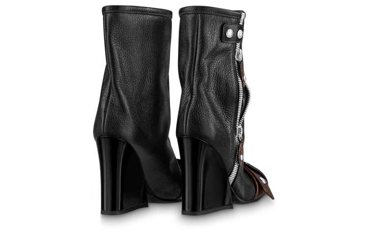 Shop (W) Bottes Mid-Top Louis Vuitton ''Noir Marron Zip'' 1AACCZ