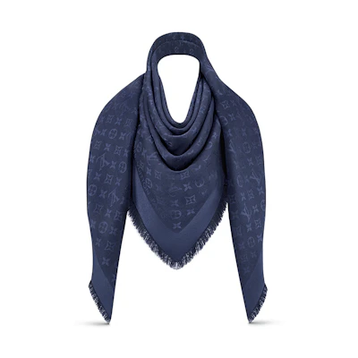 (Women) Louis Vuitton Midnight Blue Silk Wool Shawl for Women M72412
