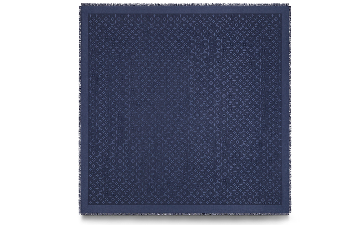 (Women) Louis Vuitton Midnight Blue Silk Wool Shawl for Women M72412 圖 4