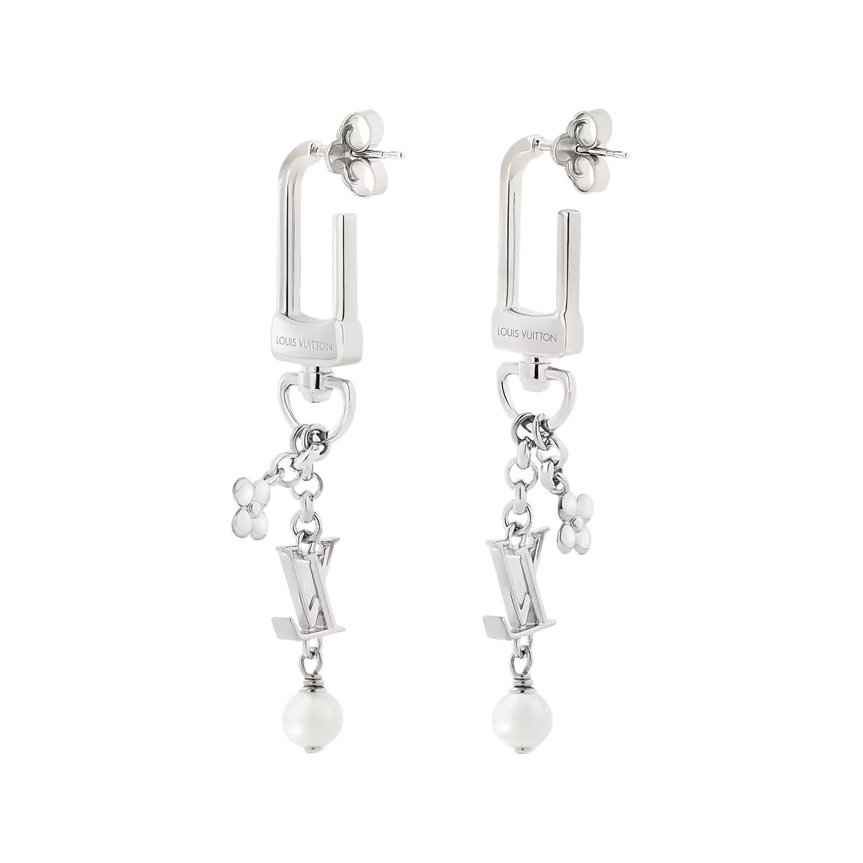 (Women) Louis Vuitton Minimalist Elegant Resin Pearl Earrings Women Silver M02674 圖 3