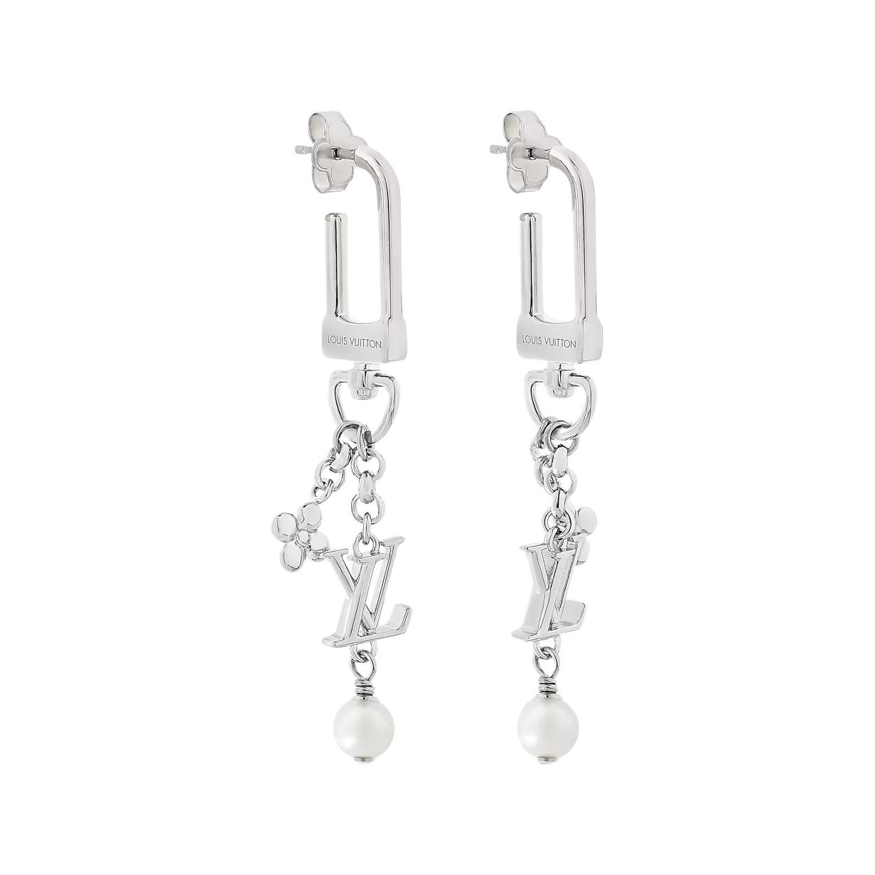 (Women) Louis Vuitton Minimalist Elegant Resin Pearl Earrings Women Silver M02674 圖 4