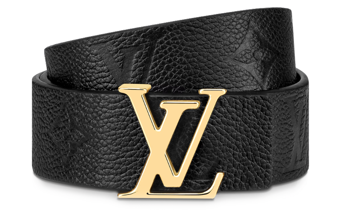 Lookbook (W) Cinturón de Cuero Negro Louis Vuitton con Hebilla Monograma Ancho 3cm MO328W