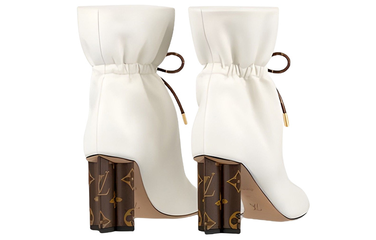 Shop (W) Bottes Courtes Louis Vuitton Monogram Toile ''Cuir Blanc'' 1A94SN