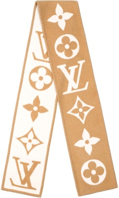 (Women) Louis Vuitton Monogram Cashmere Knit Scarf for Women - Light Brown. m77856 Buy (Women) Louis Vuitton Monogram Cashmere Knit Scarf for Women - Light Brown. m77856