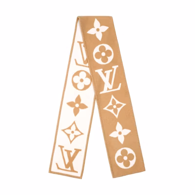 (Women) Louis Vuitton Monogram Cashmere Knit Scarf for Women - Light Brown. m77856