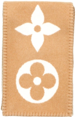 (Women) Louis Vuitton Monogram Cashmere Knit Scarf for Women - Light Brown. m77856 Lookbook (Women) Louis Vuitton Monogram Cashmere Knit Scarf for Women - Light Brown. m77856