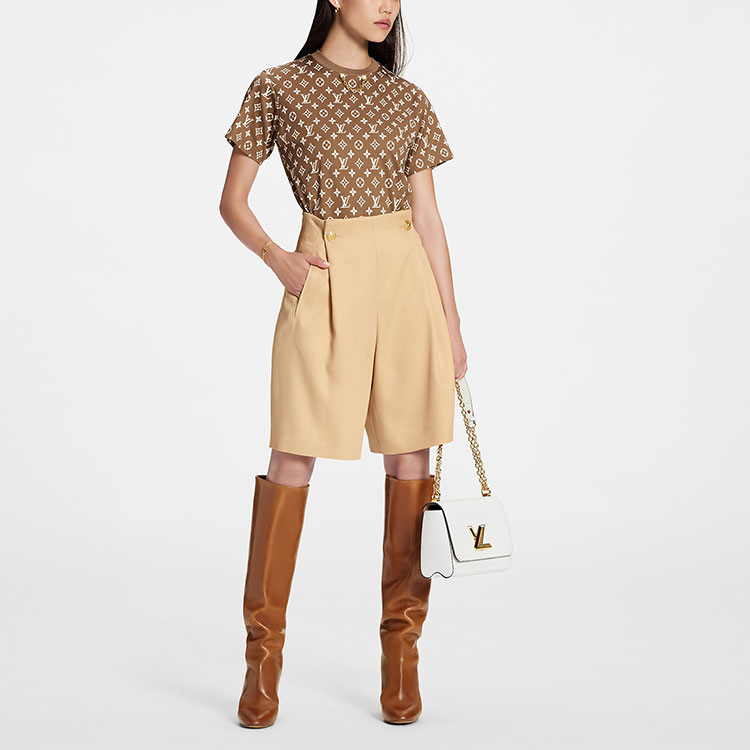 Shop (W) 路易威登老花鏈條點綴棕色圓領T恤 1AB9HB