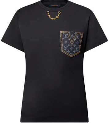 (W) 路易威登 Monogram 鏈條口袋短袖T恤 黑色 女款 1AGT07 Buy (W) 路易威登 Monogram 鏈條口袋短袖T恤 黑色 女款 1AGT07