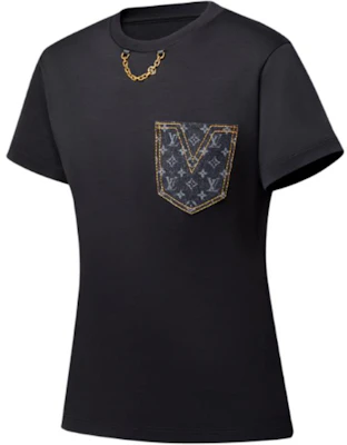 (W) 路易威登 Monogram 鏈條口袋短袖T恤 黑色 女款 1AGT07 Shop (W) 路易威登 Monogram 鏈條口袋短袖T恤 黑色 女款 1AGT07