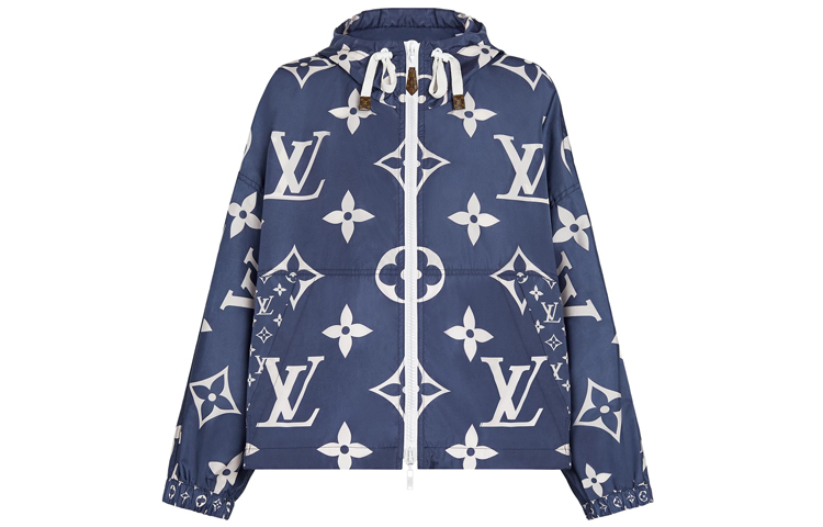 (Women) Louis Vuitton Monogram Classic Blue Hooded Jacket 1A7SG