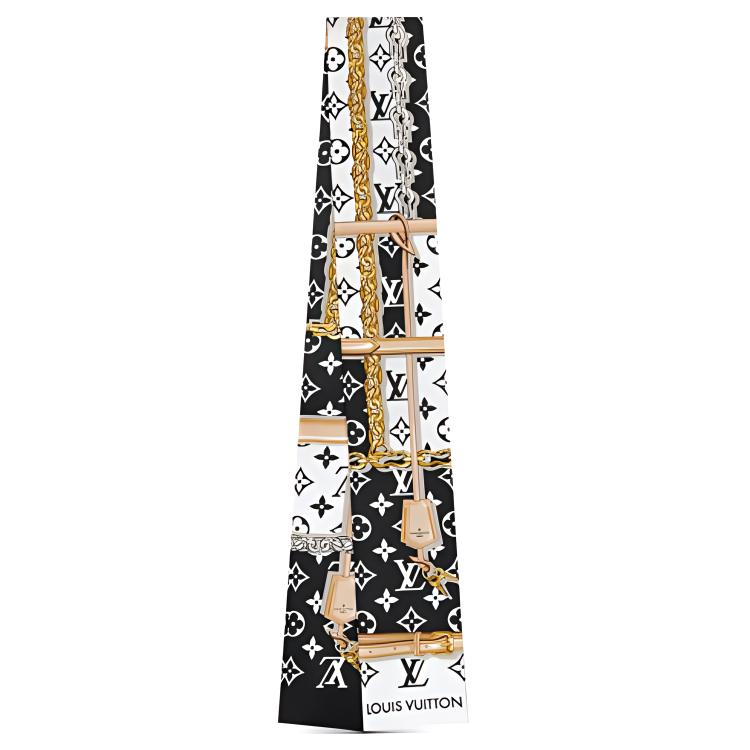 (Women) LOUIS VUITTON Monogram Confidential Black and White Silk Headband for Women M78656