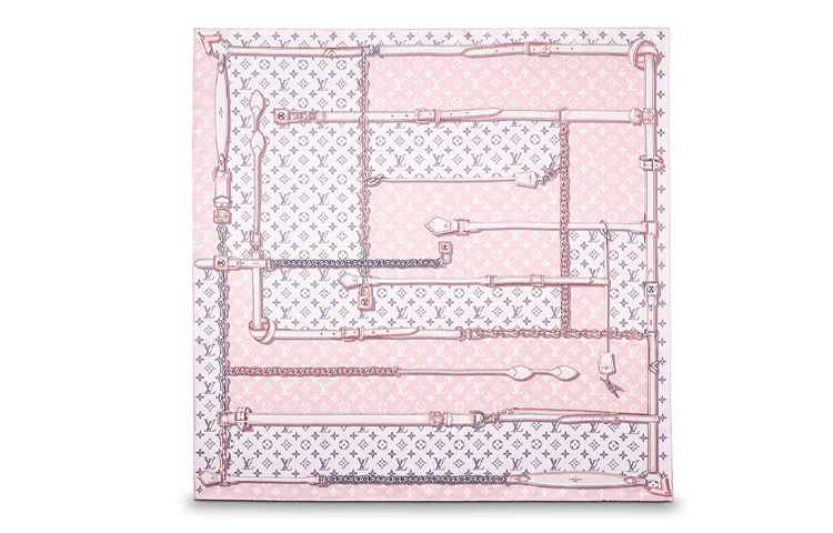 (Women) Louis Vuitton Monogram Confidential Pink Patchwork Silk Scarf for Women M70638 圖 2