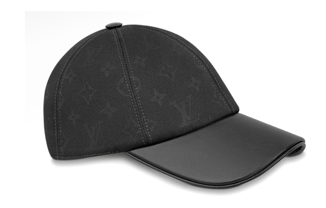 (Women) LOUIS VUITTON Monogram Cotton Cap with Lambskin Trim  Black M7088M