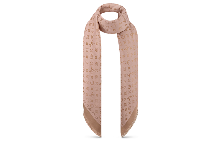 (Women) Louis Vuitton Monogram Denim Shawl Silk Wool Scarf M76068 圖 3