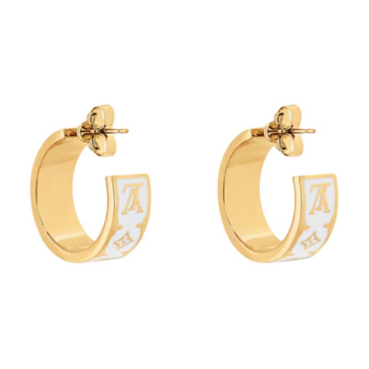 Lookbook (W) 路易威登金色金屬琺瑯耳環經典花紋設計 M01830