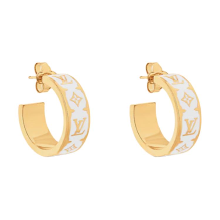 Shop (W) 路易威登金色金屬琺瑯耳環經典花紋設計 M01830