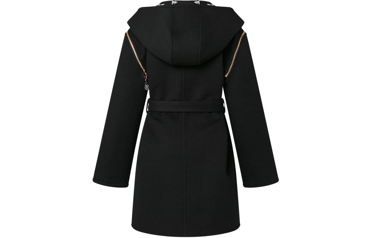 Lookbook (Women) LOUIS VUITTON Monogram Double-Sided Hooded Long Coat Women Black 1AC2D8