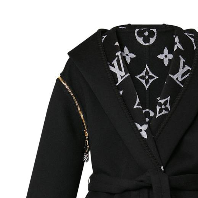 Purchase (Women) LOUIS VUITTON Monogram Double-Sided Hooded Long Coat Women Black 1AC2D8