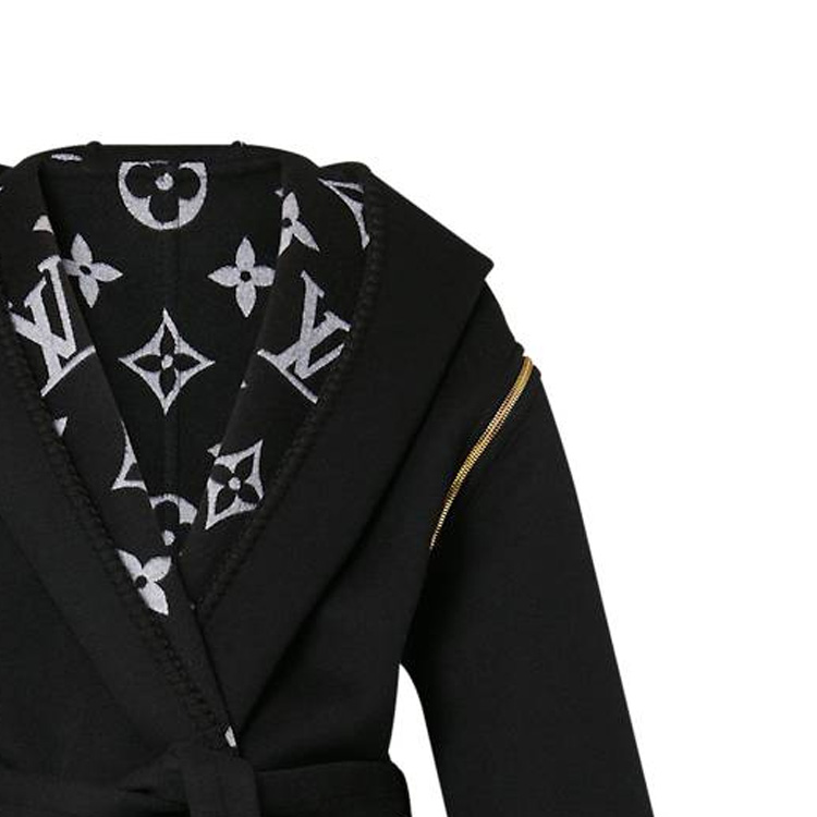 Details for (Women) LOUIS VUITTON Monogram Double-Sided Hooded Long Coat Women Black 1AC2D8