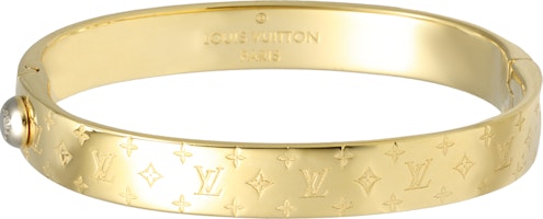 (Women) Louis Vuitton Monogram Engraved Brass Bracelet Gold M00251 (Women) Louis Vuitton Monogram Engraved Brass Bracelet Gold M00251