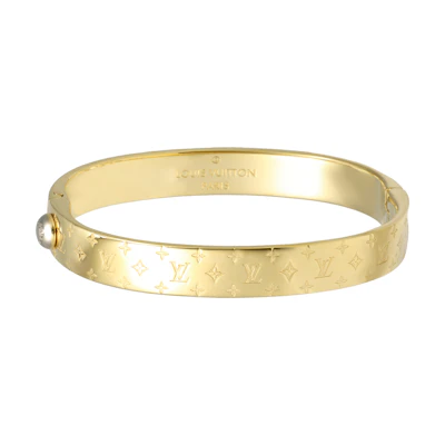 (Women) Louis Vuitton Monogram Engraved Brass Bracelet Gold M00251