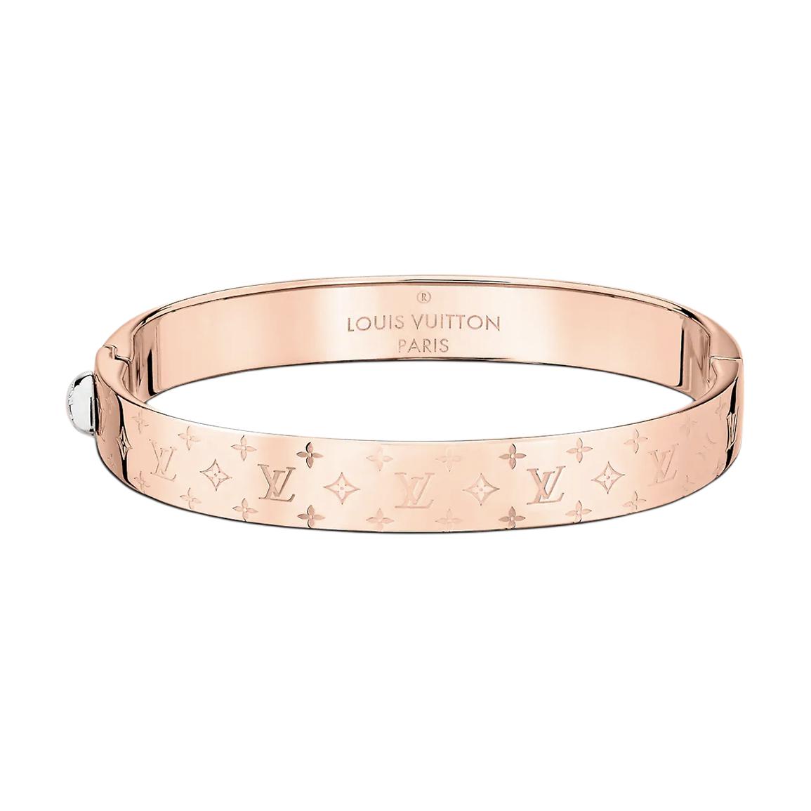 (Women) LOUIS VUITTON Monogram Engraved Metal Bracelet Rose Gold M00253