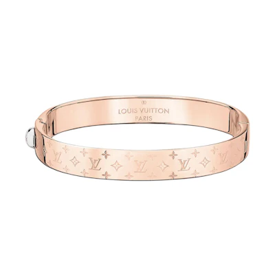 (Women) LOUIS VUITTON Monogram Engraved Metal Bracelet Rose Gold M00253