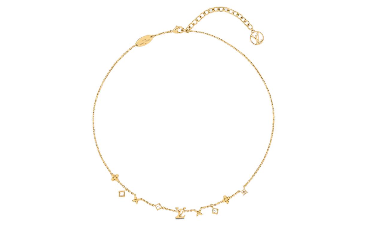 (Women) LOUIS VUITTON Monogram Floral Crystal Chain Necklace Gold for Women. M01322 圖 2
