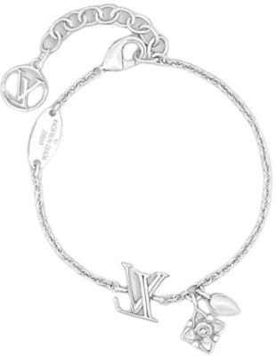 (W) Pulsera de Metal Plateado Louis Vuitton Monograma Decoración Floral. M1120A Lookbook (W) Pulsera de Metal Plateado Louis Vuitton Monograma Decoración Floral. M1120A