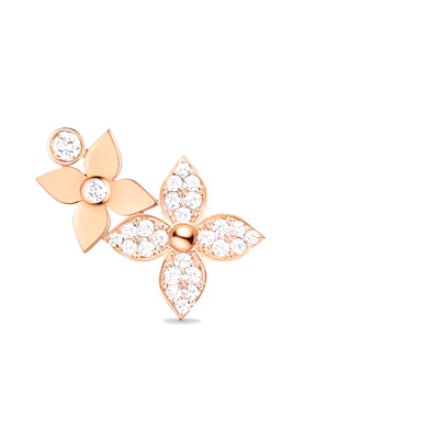(Women) LOUIS VUITTON Monogram Floral Diamond 18K Gold Single Left Earring for Women. Q96945