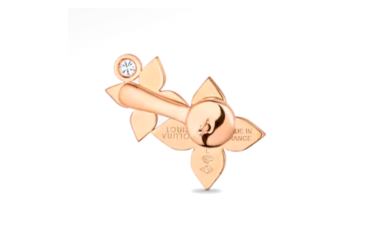 (Women) LOUIS VUITTON Monogram Floral Diamond 18K Gold Single Left Earring for Women. Q96945 圖 3
