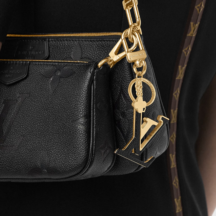 (Women) LOUIS VUITTON Monogram Floral Keychain Gold/Black for Women M63080 圖 3