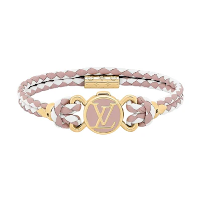 (Women) LOUIS VUITTON Monogram Floral Leather Bracelet Pink/White for Women M8061E