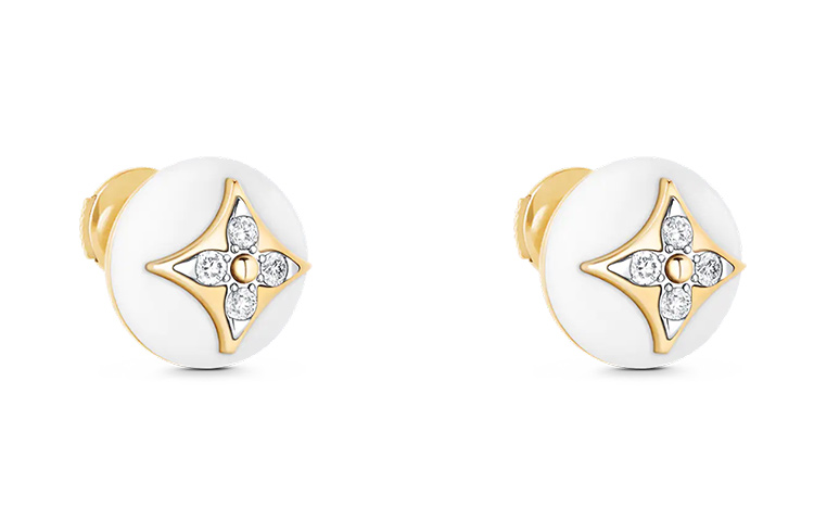 (Women) LOUIS VUITTON Monogram Flower Earrings  White. Q96991