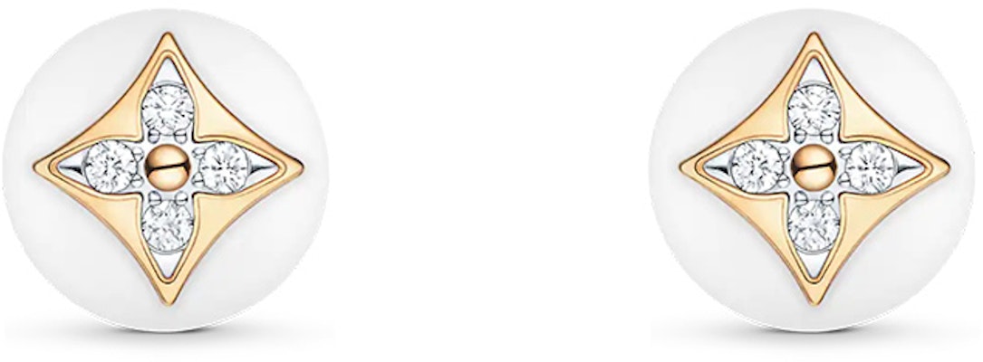 (W) 路易威登 Monogram 花卉耳環 白色 Q96991 Lookbook (W) 路易威登 Monogram 花卉耳環 白色 Q96991