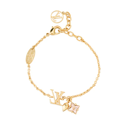 (Women) Louis Vuitton Monogram Flower Leaf Metal Bracelet Gold for Women M00801