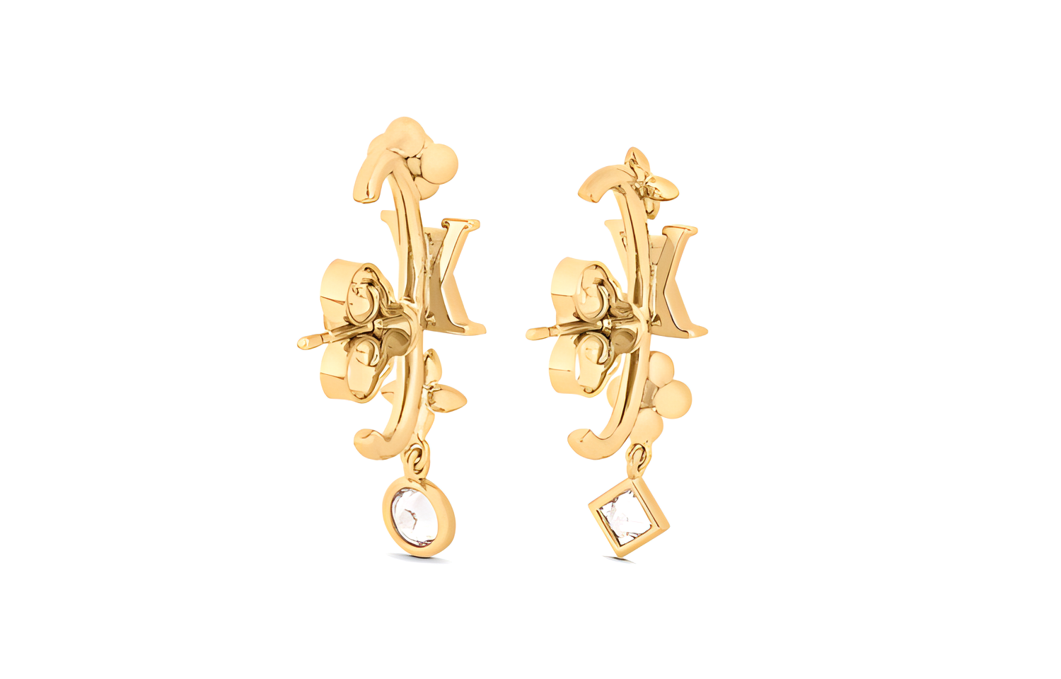 (Women) LOUIS VUITTON Monogram Flower Metal Earrings Gold for Women. M01257