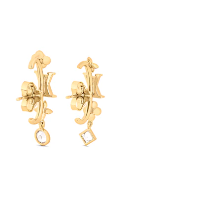 (Women) LOUIS VUITTON Monogram Flower Metal Earrings Gold for Women. M01257