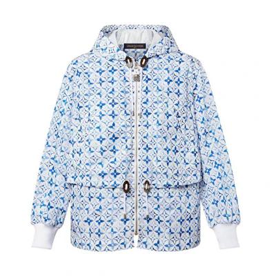 (Women) LOUIS VUITTON Monogram Flower Tile FW23 Blue Zip Hoodie Jacket. 1ABQ56